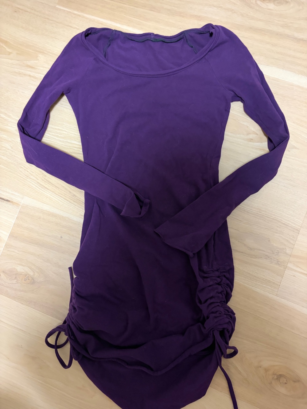 Women’s Long-Sleeve Ruched Purple Mini Dress